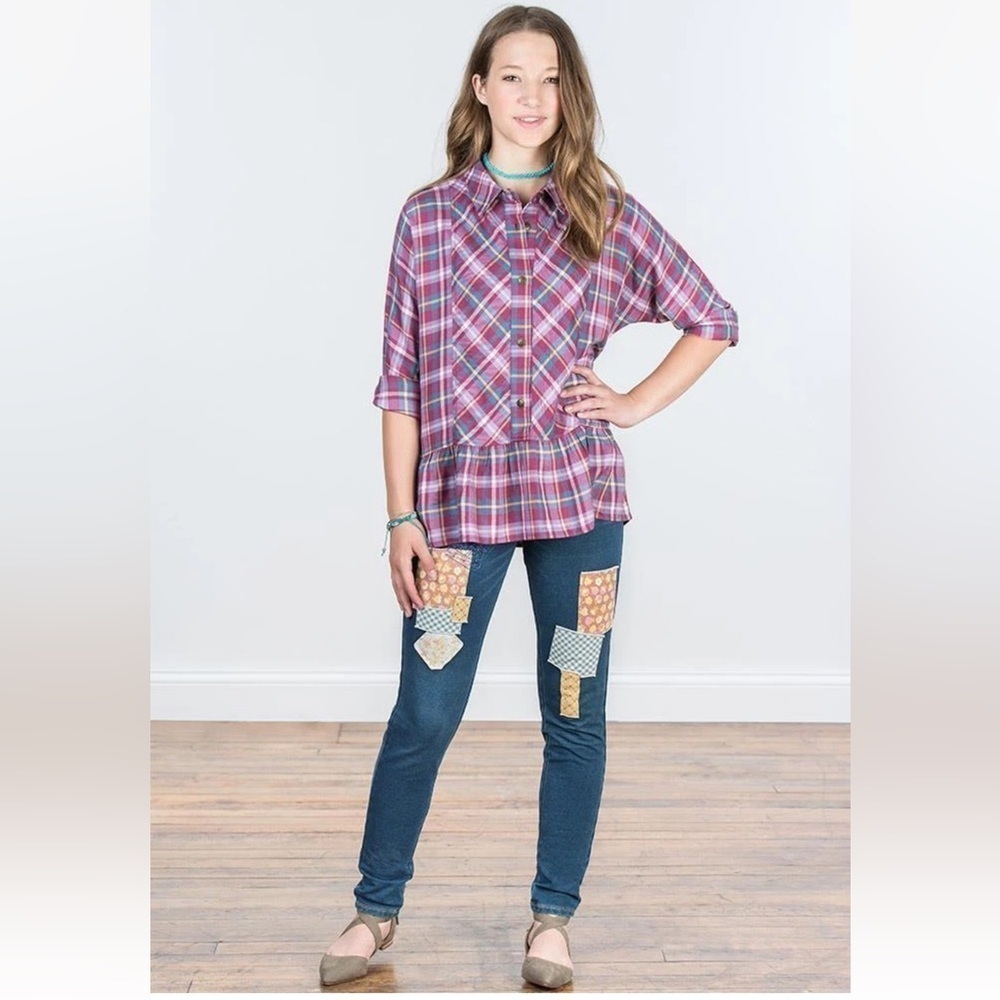 NWT Matilda Jane Tween Take a Bow Make Believe Button-Down Ruffle Shirt Sz 12